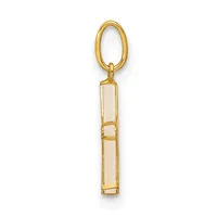 Gold-toned rectangular pendant with cream-colored stone panels and a gold oval loop at the top, shown hanging against a white background.