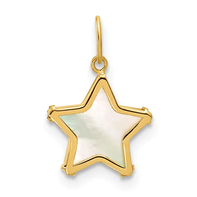 A gold star-shaped pendant with a mother-of-pearl center and a bail loop at the top.