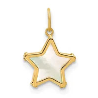 A gold star-shaped pendant with a mother-of-pearl center and a bail loop at the top.