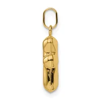 A gold-toned metal keychain pendant shaped like a peanut in its shell, with detailed segmentation lines, suspended from an oval loop.