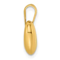 A polished gold-toned oval pendant hangs from a looped bail against a white background.