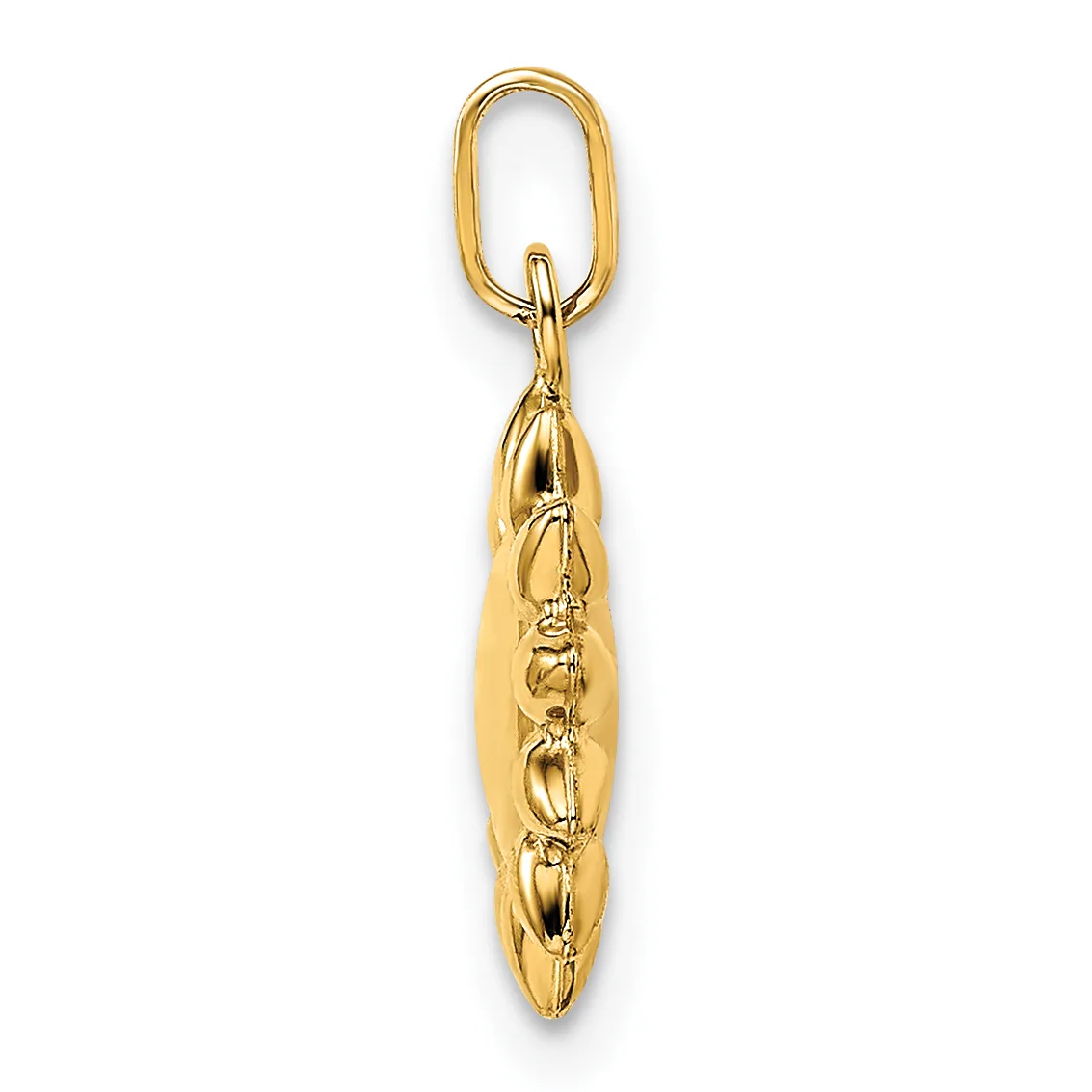 A gold-toned metal keychain pendant featuring an elongated oval loop at the top connected to a textured, tapered teardrop-shaped charm hanging below.