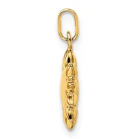 A gold-toned metal keychain pendant featuring an elongated oval loop at the top connected to a textured, tapered teardrop-shaped charm hanging below.