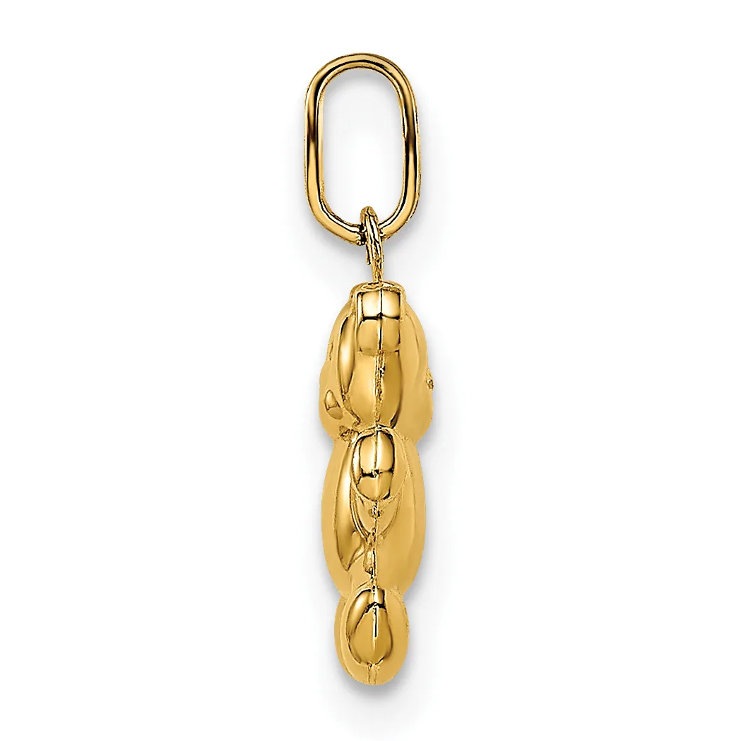 Gold-toned keychain with oval loop at top and three small peanut-shaped charms suspended vertically below.