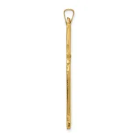 A long gold chain pendant with a rectangular loop attachment at the top, shown against a white background.