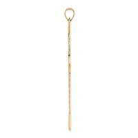 A long thin gold-toned metal stick with a loop at the top and a pointed end, displayed vertically against a white background.