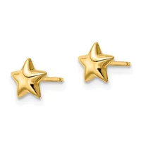 Pair of polished gold-toned star-shaped stud earrings with posts, shown from the front against a white background.