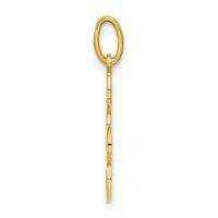 Gold chain pendant with an oval loop at the top and rectangular link segments along its length, displayed against a white background.