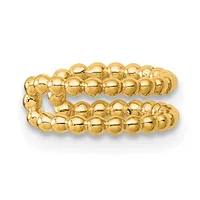 A gold-colored beaded wrap ring featuring two parallel rows of polished spherical beads arranged in a curved, flexible band design.