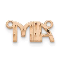 Rose gold charm connector shaped like an elephant with vertical line detailing and two small loops at either end for attaching to a bracelet or chain.
