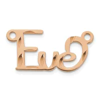 Rose gold-toned metal charm or pendant spelling "Eve" with loops at each end for attachment.