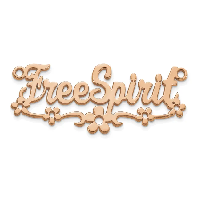 A wooden plaque with decorative floral scrollwork below featuring the word "BreeSpirit" in an ornate flowing script font.