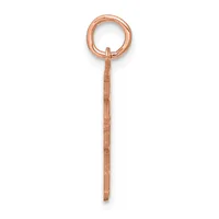 A copper charm pendant consisting of a round loop at the top connected to a long, tapered rectangular shaft with a textured finish.
