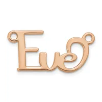Rose gold-colored metal charm or pendant shaped like the word "Eve" with small loops at the top for attachment.