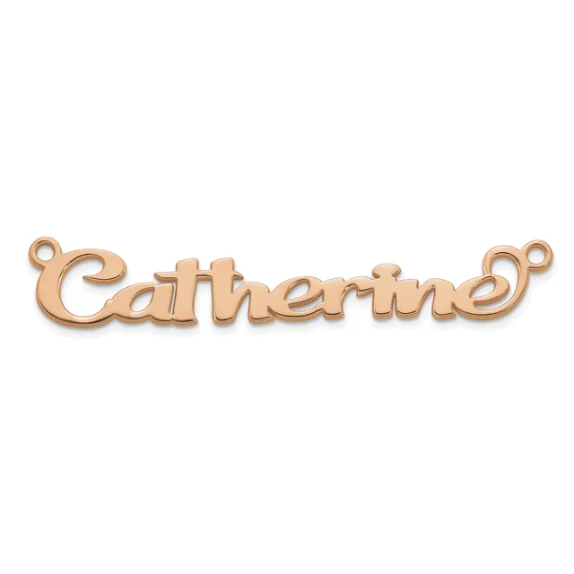 Rose gold-toned metal connector pendant with the word "Gathering" in script lettering, featuring small loops on each end for attaching to jewelry.
