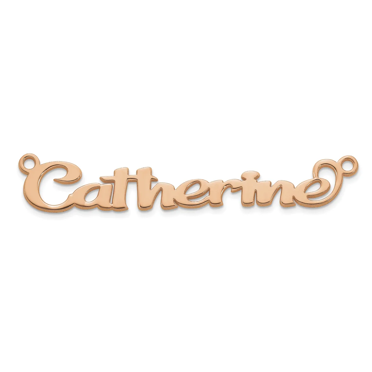 Rose gold-toned metal connector pendant with the word "Gathering" in script lettering, featuring small loops on each end for attaching to jewelry.