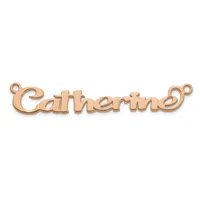 Rose gold-toned metal connector pendant with the word "Gathering" in script lettering, featuring small loops on each end for attaching to jewelry.