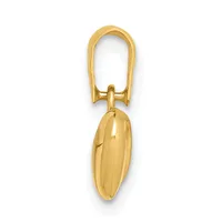 A polished gold-toned oval pendant hanging from a U-shaped bail with a horizontal crossbar detail.