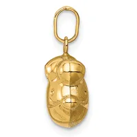 Gold-toned peanut-shaped pendant with detailed surface texture hanging from an oval loop bail.