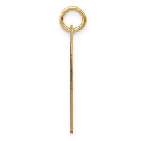A long gold pendant with a thin textured stem and a circular loop at the top, shown against a white background.