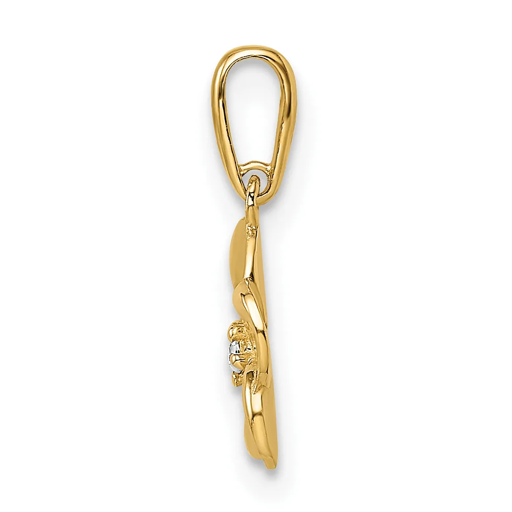 Gold-toned metal charm pendant featuring a polished elongated cone shape with a small diamond or crystal accent, suspended from a matching bail loop.
