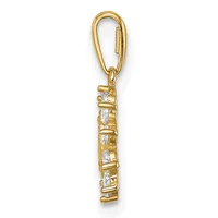 A gold pendant charm with a rectangular cylindrical shape decorated with alternating bands of diamond accents and polished gold, suspended from an oval carabiner-style loop.