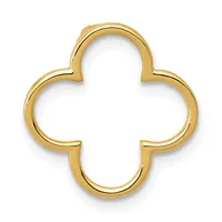 A four-lobed clover-shaped pendant frame in polished yellow gold with an open center, shown against a white background.