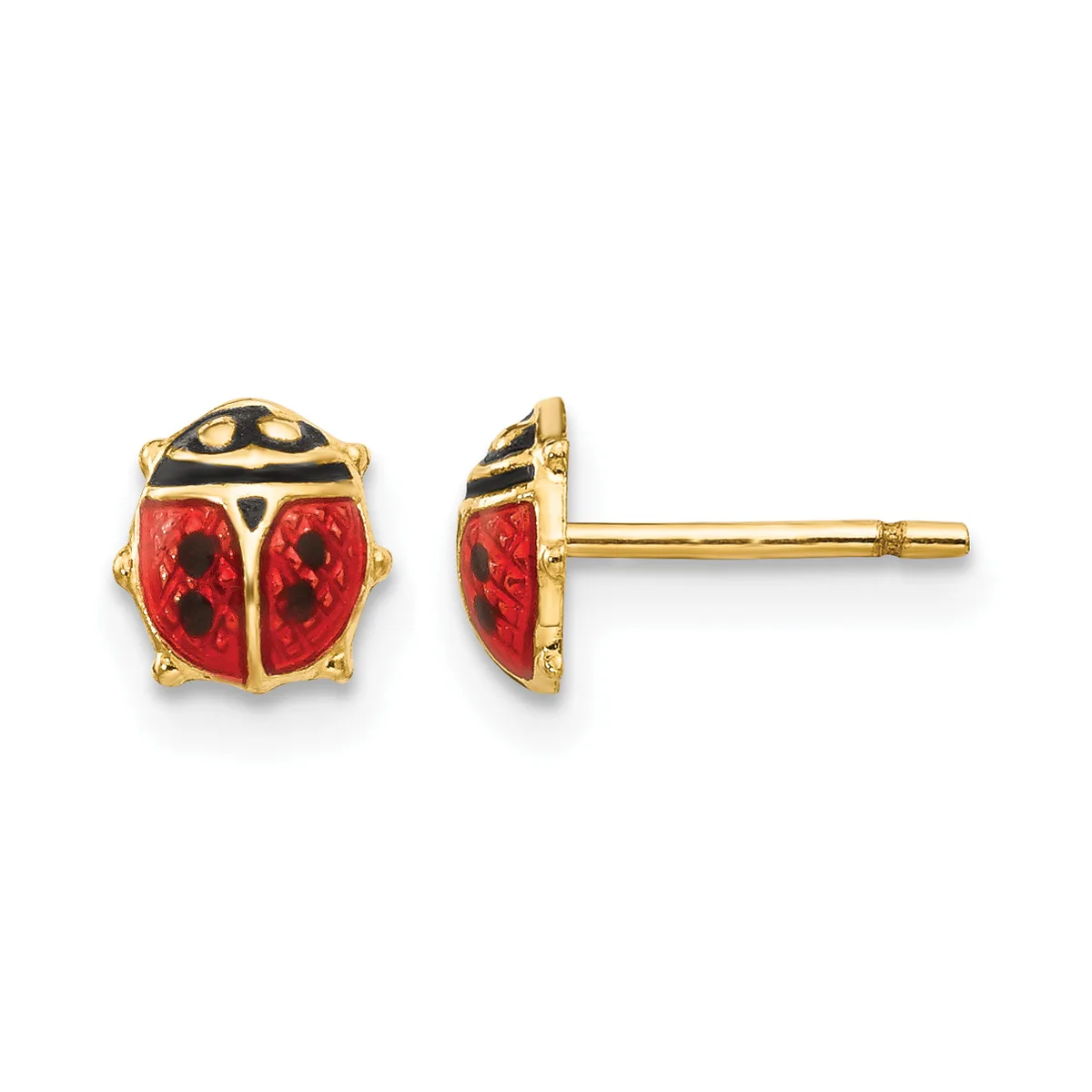 14k yellow gold enamel ladybug stud earrings