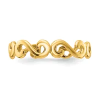 A polished gold bracelet with a wavy, looping design featuring rounded cylindrical links connected in an undulating pattern.