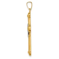 A gold-toned pendant with a cylindrical bamboo-textured body and a polished round dome on one side, suspended from a matching teardrop-shaped bail.