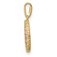 A gold pendant with an oval loop bail at top, featuring a textured cylindrical body decorated with small square diamond settings arranged in rows along its length.