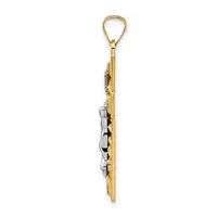Gold teardrop pendant with white gemstone accent, suspended from a gold loop bail, shown against a white background.
