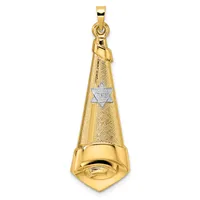 Gold-toned pendant with a conical textured top section featuring a small Star of David, attached to a polished rounded bottom section, suspended from a bail loop.