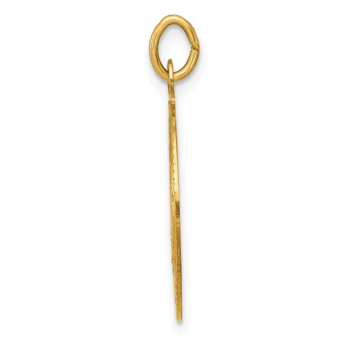 A long, slender gold-toned metal skewer or pin with an oval loop at the top and a pointed end.