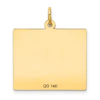 A blank rectangular gold pendant with a rounded corner design and attached bail loop, shown against a white background.