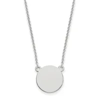 Silver necklace with a twisted chain and a plain polished circular pendant hanging from two attachment points.
