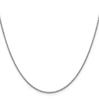 A silver cable chain necklace displayed against a white background.