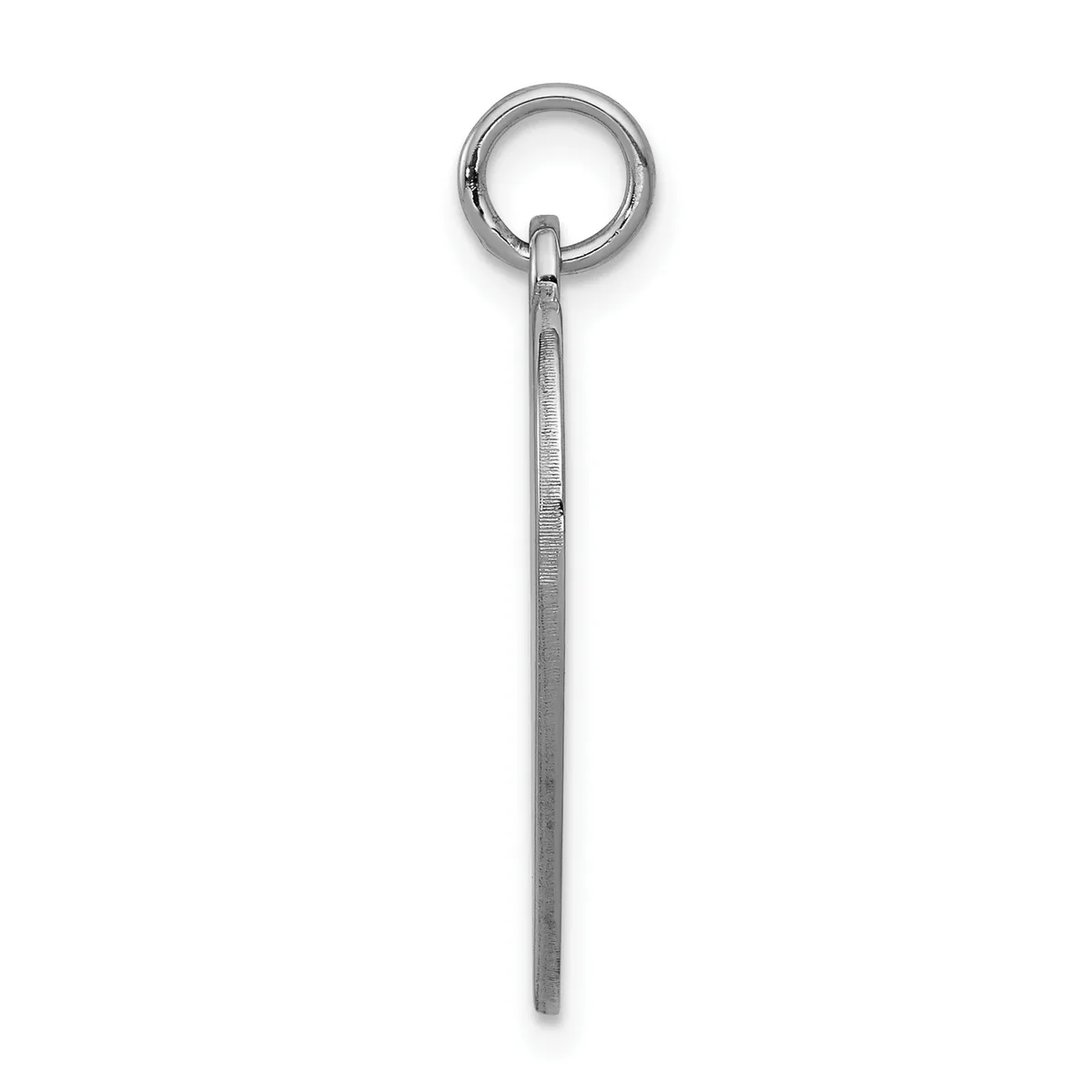A long thin sterling silver rod with a ring attached at the top, displayed vertically against a white background.