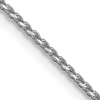 A silver twisted rope chain displayed diagonally against a white background.