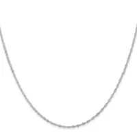 Silver twisted rope chain necklace displayed against a white background.