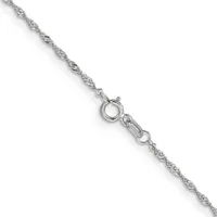 A silver twisted rope chain with a spring ring clasp and connector loop displayed diagonally against a white background.