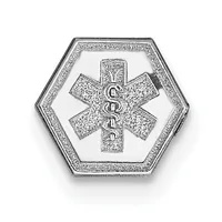 Hexagonal silver medical alert pendant featuring a textured six-pointed star with intertwined serpents in the center, surrounded by a decorative beaded border.