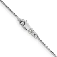 A silver twisted rope chain necklace with a lobster claw clasp, displayed diagonally against a white background.