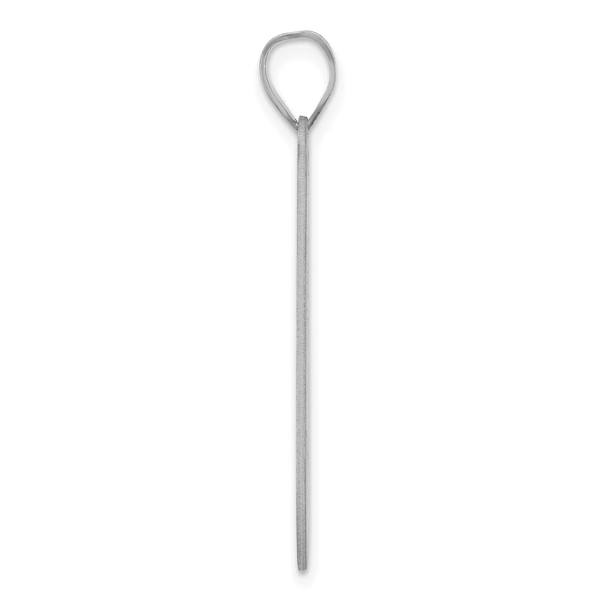 A long sterling silver skewer or cocktail pick with a loop handle at the top and a pointed shaft.
