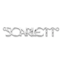 Silver-toned metal connector pendant with the word "SOARMENT" in large block letters, featuring small loops on each end for attaching to a chain or cord.