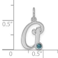 Silver stethoscope charm with a blue gemstone accent at the base, shown next to a ruler indicating approximately half an inch in height.