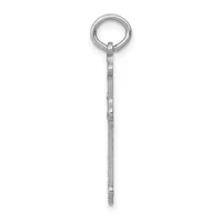 A long silver chain pendant with a textured surface and a circular ring attachment at the top, displayed vertically against a white background.