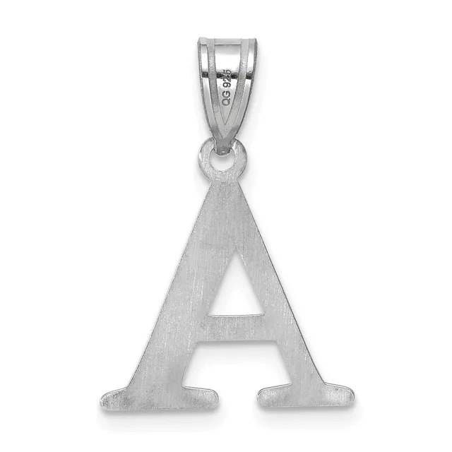 Silver capital letter A pendant with a bail loop at the top, shown against a white background.