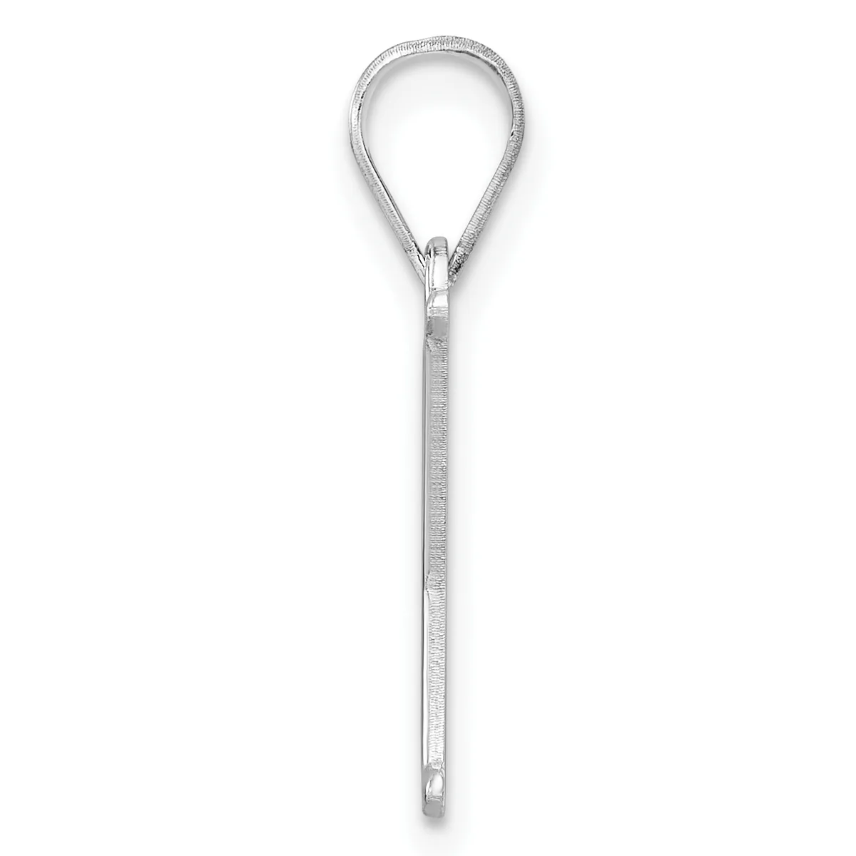 A long silver mesh lariat necklace with a teardrop-shaped loop at the top and a small ball terminal at the end, displayed against a white background.