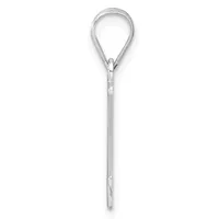 A silver teardrop-shaped pendant on a thin chain with a small clasp, displayed against a white background.